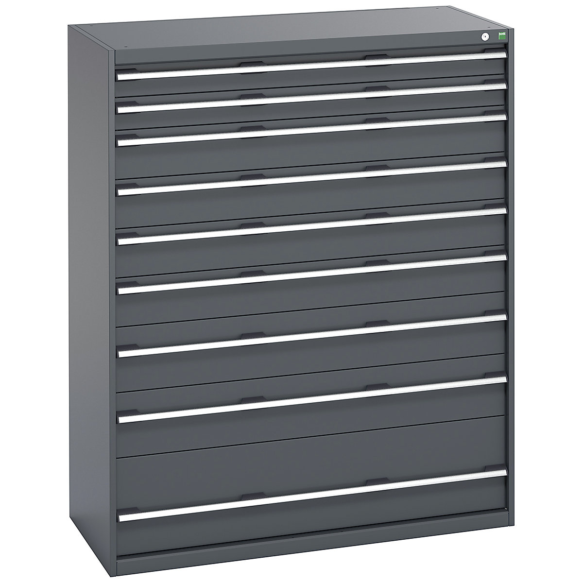 Bott Cubio Cabinets | 1300mm Wide, Bott Cubio Cabinets | 1300mm Wide, Bott Cubio Cabinets | 9 Drawers | 1600h x 1300w x 650d mm | Dark Grey Doors | Dark Grey Housing-0