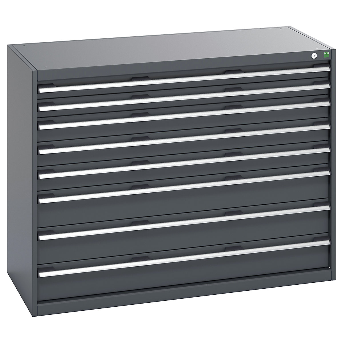 Bott Cubio Cabinets | 1300mm Wide, Bott Cubio Cabinets | 1300mm Wide, Bott Cubio Cabinets | 8 Drawers | 1000h x 1300w x 650d mm | Dark Grey Doors | Dark Grey Housing-0