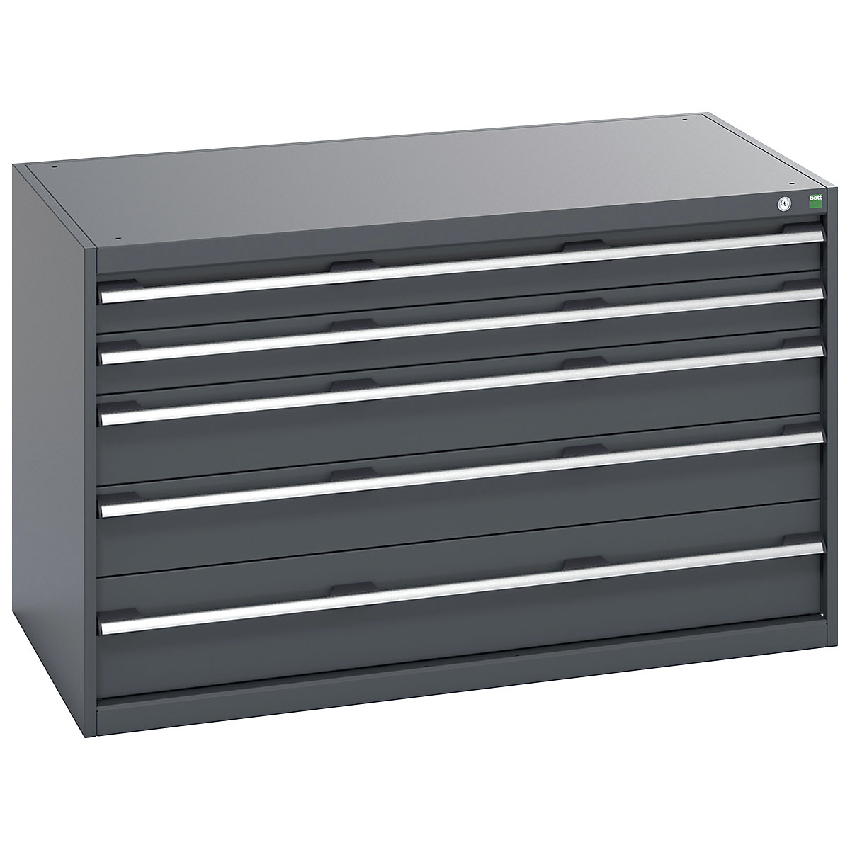 Bott Cubio Cabinets | 1300mm Wide, Bott Cubio Cabinets | 1300mm Wide, Bott Cubio Cabinets | 5 Drawers | 800h x 1300w x 750d mm | Dark Grey Doors | Dark Grey Housing-0