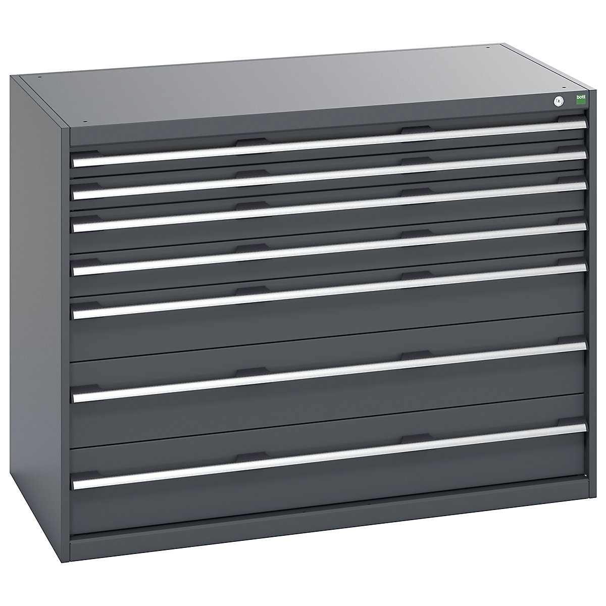 Bott Cubio Cabinets | 1300mm Wide, Bott Cubio Cabinets | 1300mm Wide, Bott Cubio Cabinets | 7 Drawers | 1000h x 1300w x 750d mm | Dark Grey Doors | Dark Grey Housing-0