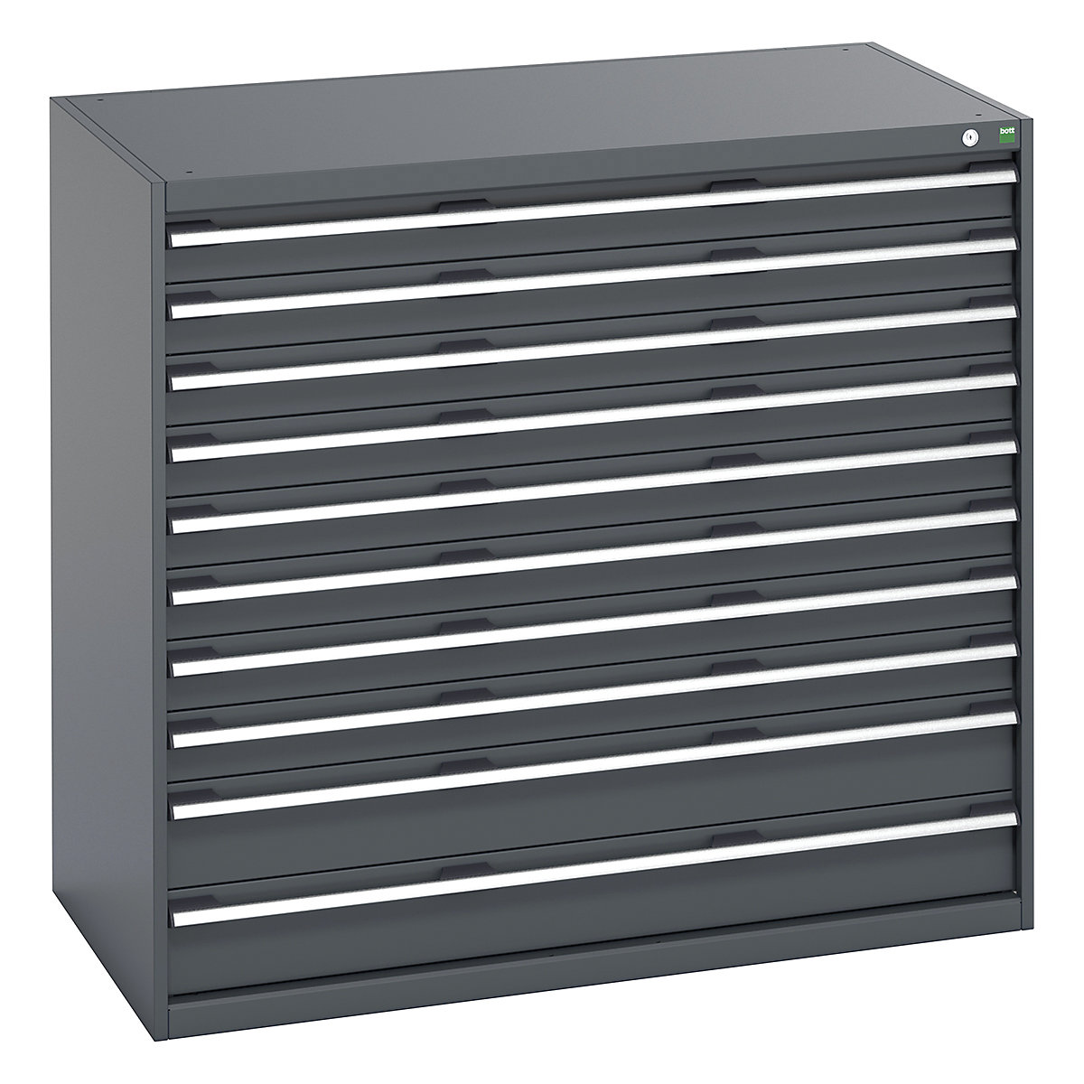 Bott Cubio Cabinets | 1300mm Wide, Bott Cubio Cabinets | 1300mm Wide, Bott Cubio Cabinets | 10 Drawers | 1200h x 1300w x 750d mm | Dark Grey Doors | Dark Grey Housing-0