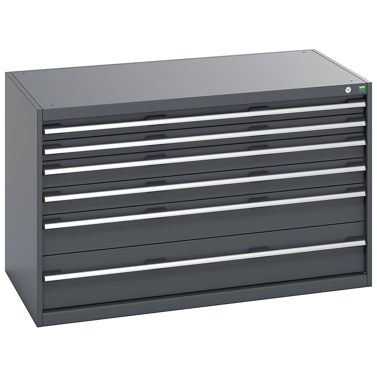 Bott Cubio Cabinets | 1300mm Wide, Bott Cubio Cabinets | 1300mm Wide, Bott Cubio Cabinets | 6 Drawers | 800h x 1300w x 750d mm | Dark Grey Doors | Dark Grey Housing-0
