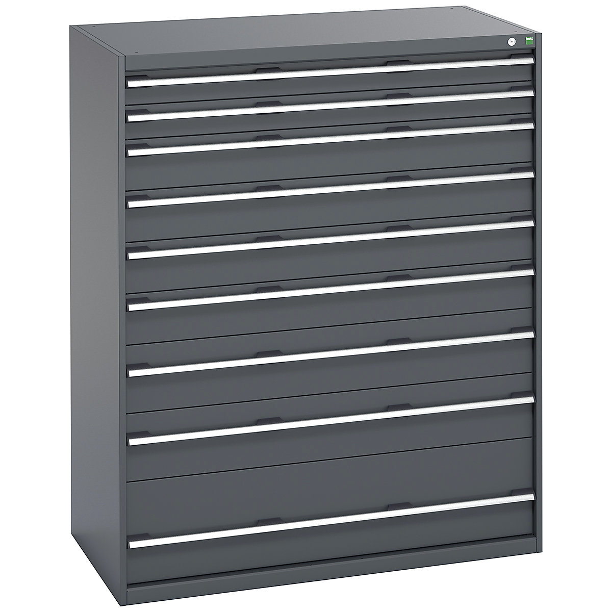 Bott Cubio Cabinets | 1300mm Wide, Bott Cubio Cabinets | 1300mm Wide, Bott Cubio Cabinets | 9 Drawers | 1600h x 1300w x 750d mm | Dark Grey Doors | Dark Grey Housing-0