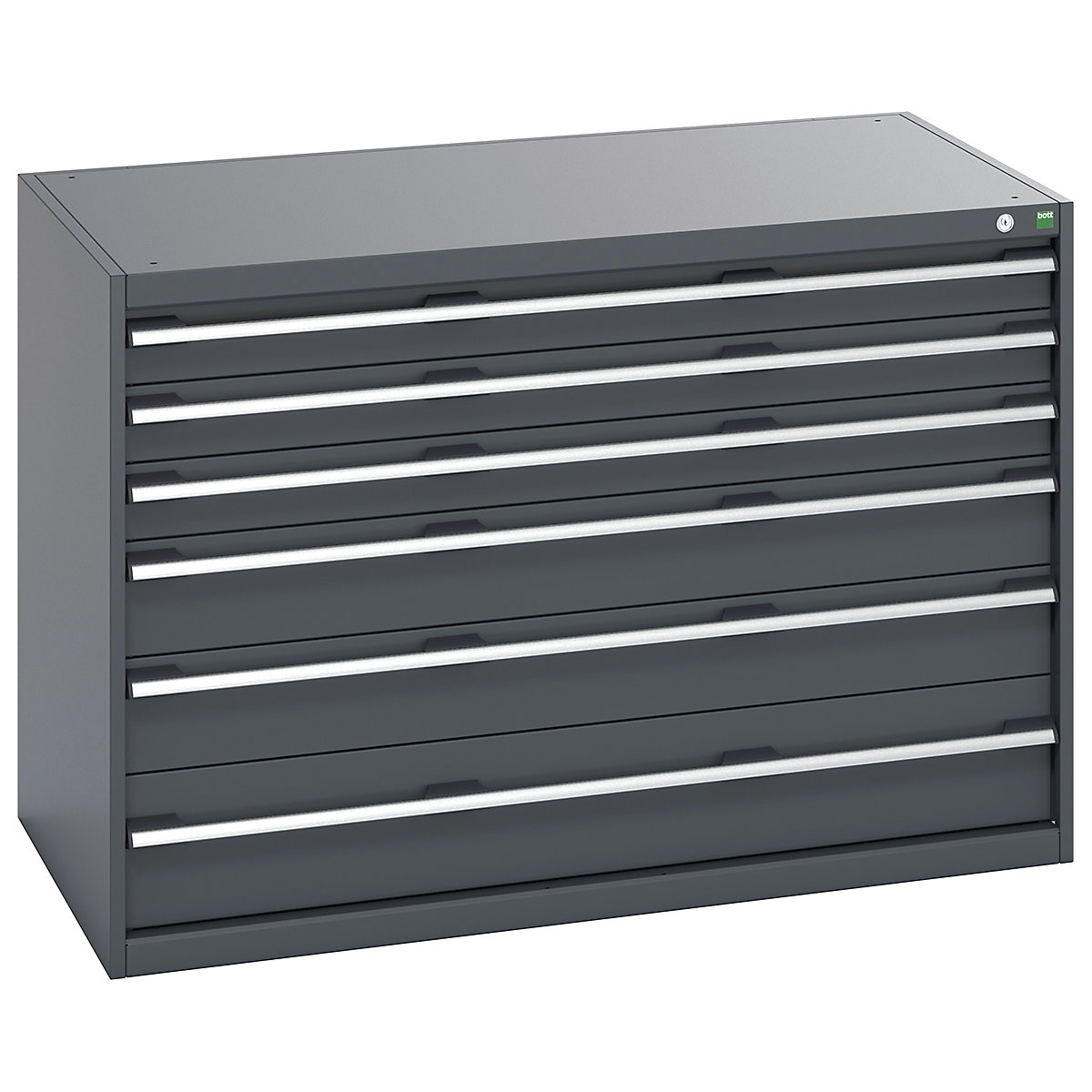 Bott Cubio Cabinets | 1300mm Wide, Bott Cubio Cabinets | 1300mm Wide, Bott Cubio Cabinets | 6 Drawers | 900h x 1300w x 750d mm | Dark Grey Doors | Dark Grey Housing-0