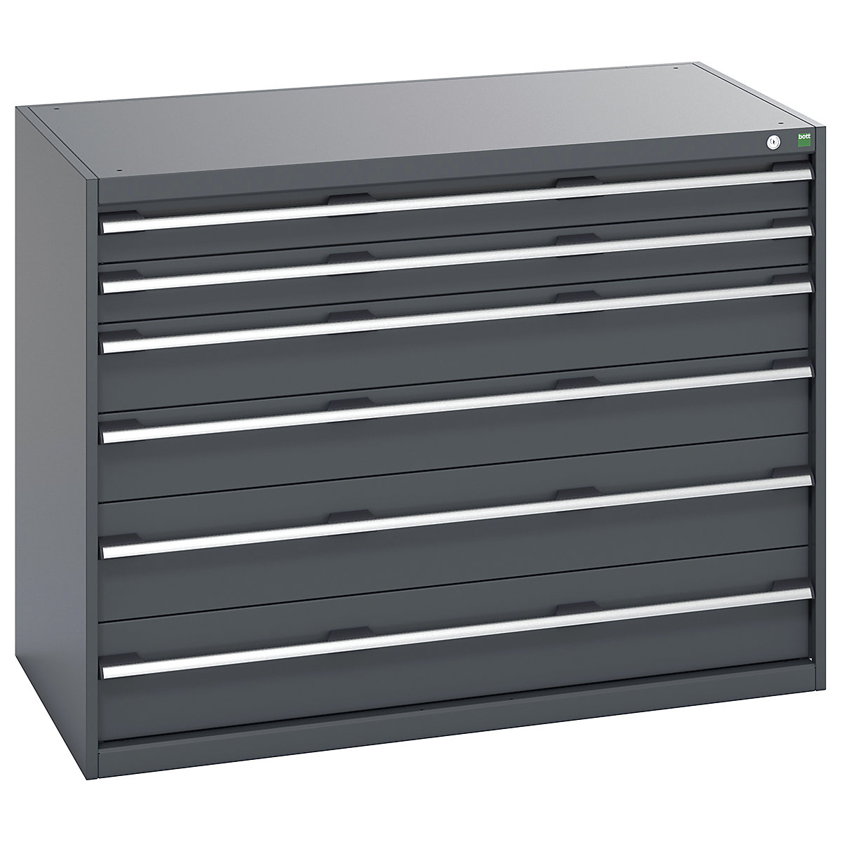 Bott Cubio Cabinets | 1300mm Wide, Bott Cubio Cabinets | 1300mm Wide, Bott Cubio Cabinets | 6 Drawers | 1000h x 1300w x 750d mm | Dark Grey Doors | Dark Grey Housing-0
