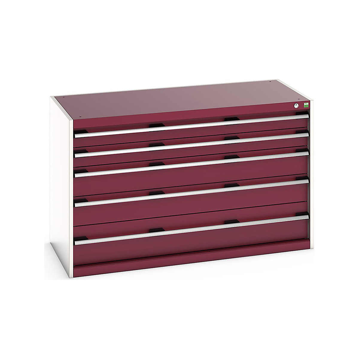 Bott Cubio Cabinets | 1300mm Wide, Bott Cubio Cabinets | 1300mm Wide, Bott Cubio Cabinets | 5 Drawers | 800h x 1300w x 650d mm | Red-0