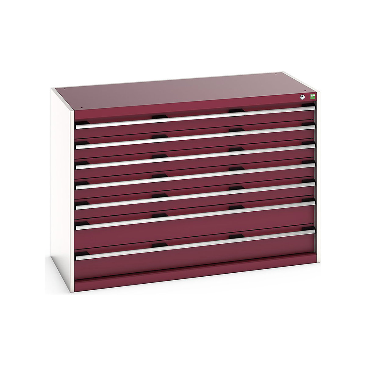 Bott Cubio Cabinets | 1300mm Wide, Bott Cubio Cabinets | 1300mm Wide, Bott Cubio Cabinets | 7 Drawers | 900h x 1300w x 650d mm | Red-0