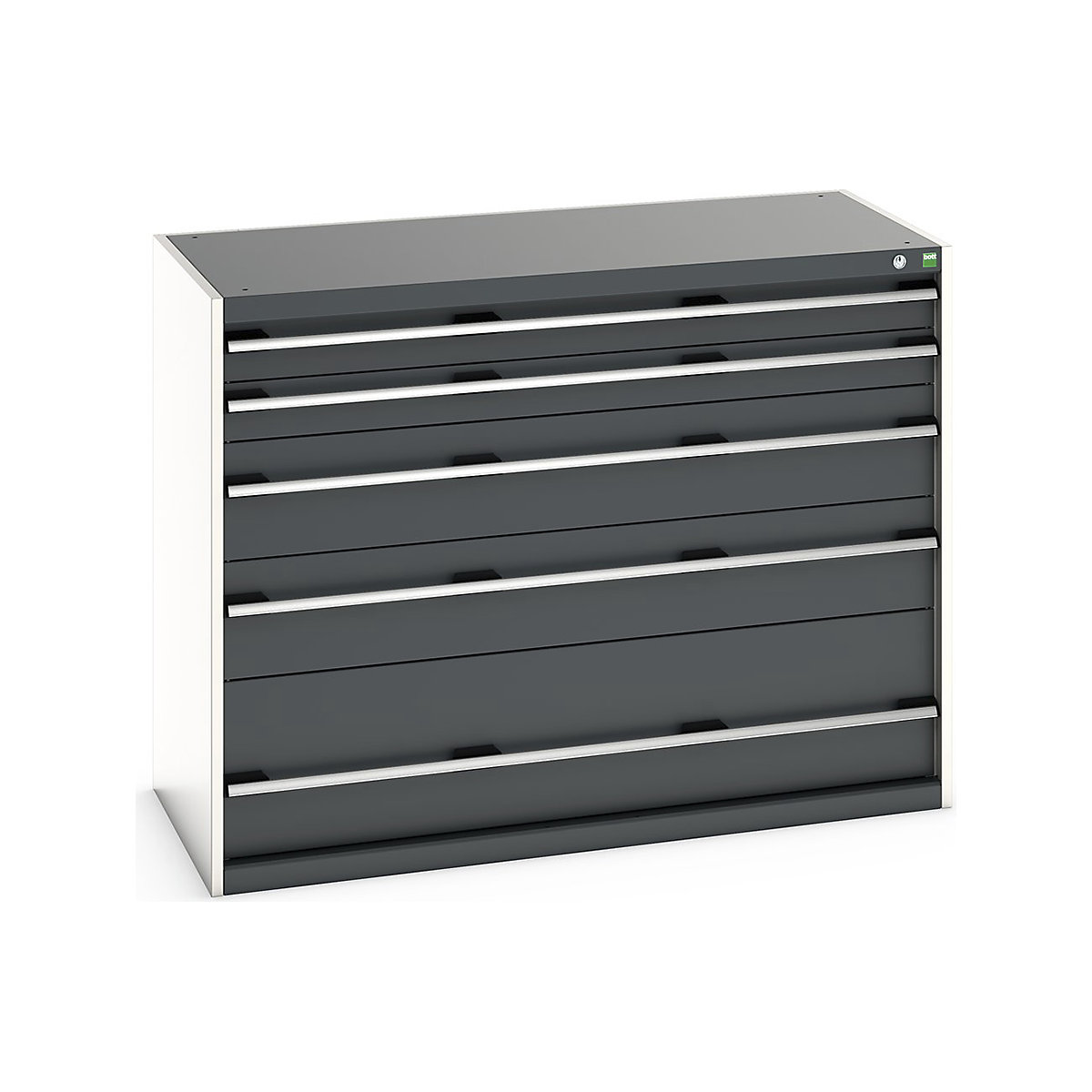 Bott Cubio Cabinets | 1300mm Wide, Bott Cubio Cabinets | 1300mm Wide, Bott Cubio Cabinets | 5 Drawers | 1000h x 1300w x 650d mm | Dark Grey-0