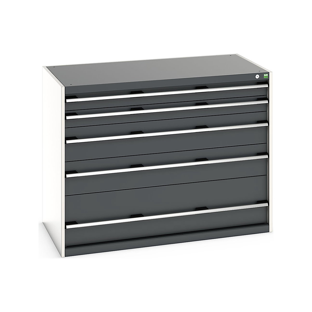 Bott Cubio Cabinets | 1300mm Wide, Bott Cubio Cabinets | 1300mm Wide, Bott Cubio Cabinets | 5 Drawers | 1000h x 1300w x 750d mm | Dark Grey-0