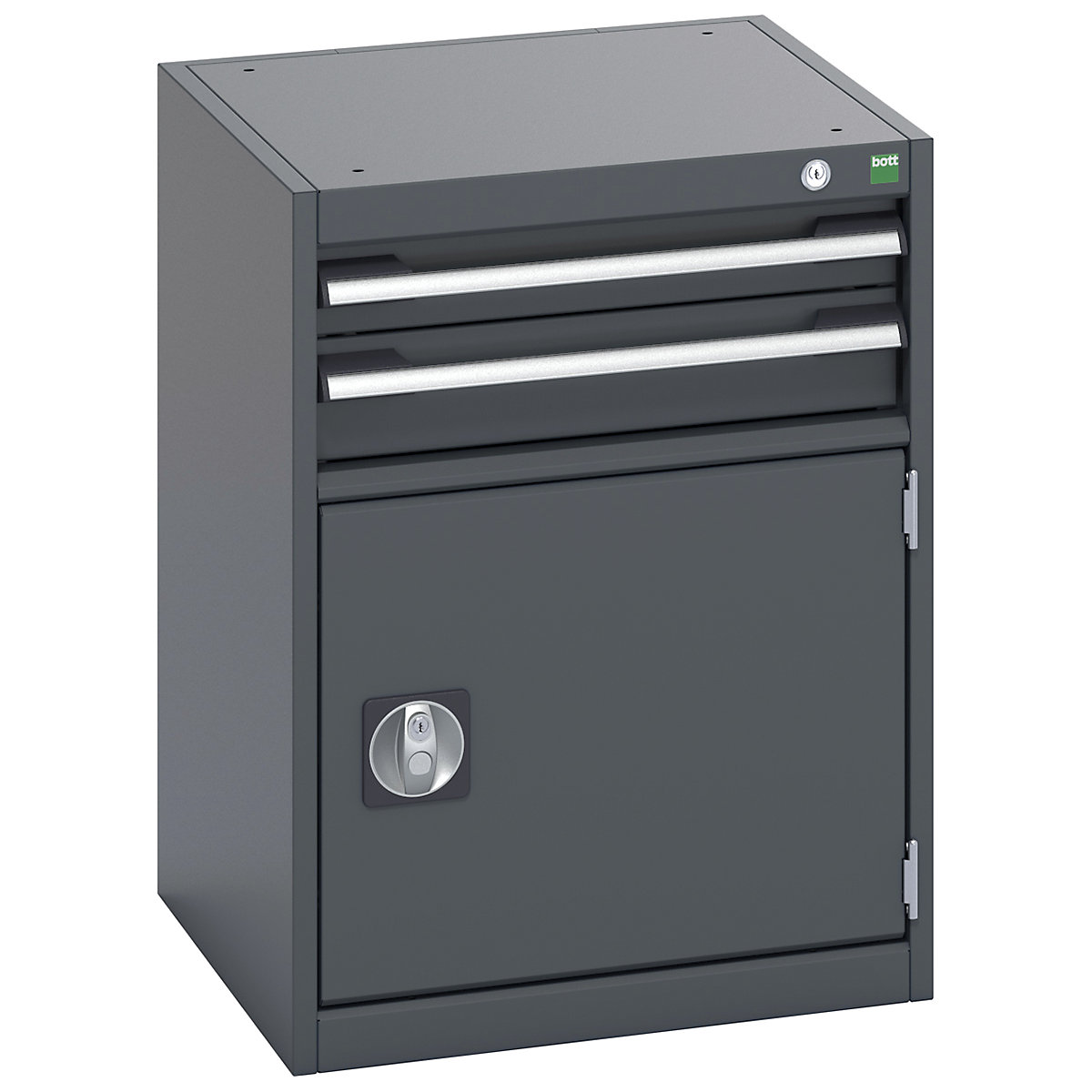 Bott Cubio Cabinets | 525mm Wide, Bott Cubio Cabinets | 525mm Wide, Bott Cubio Cabinet | 1 Cupboard & 2 Drawers | 700h x 525w x 525d mm | Dark Grey Doors | Dark Grey Housing-0