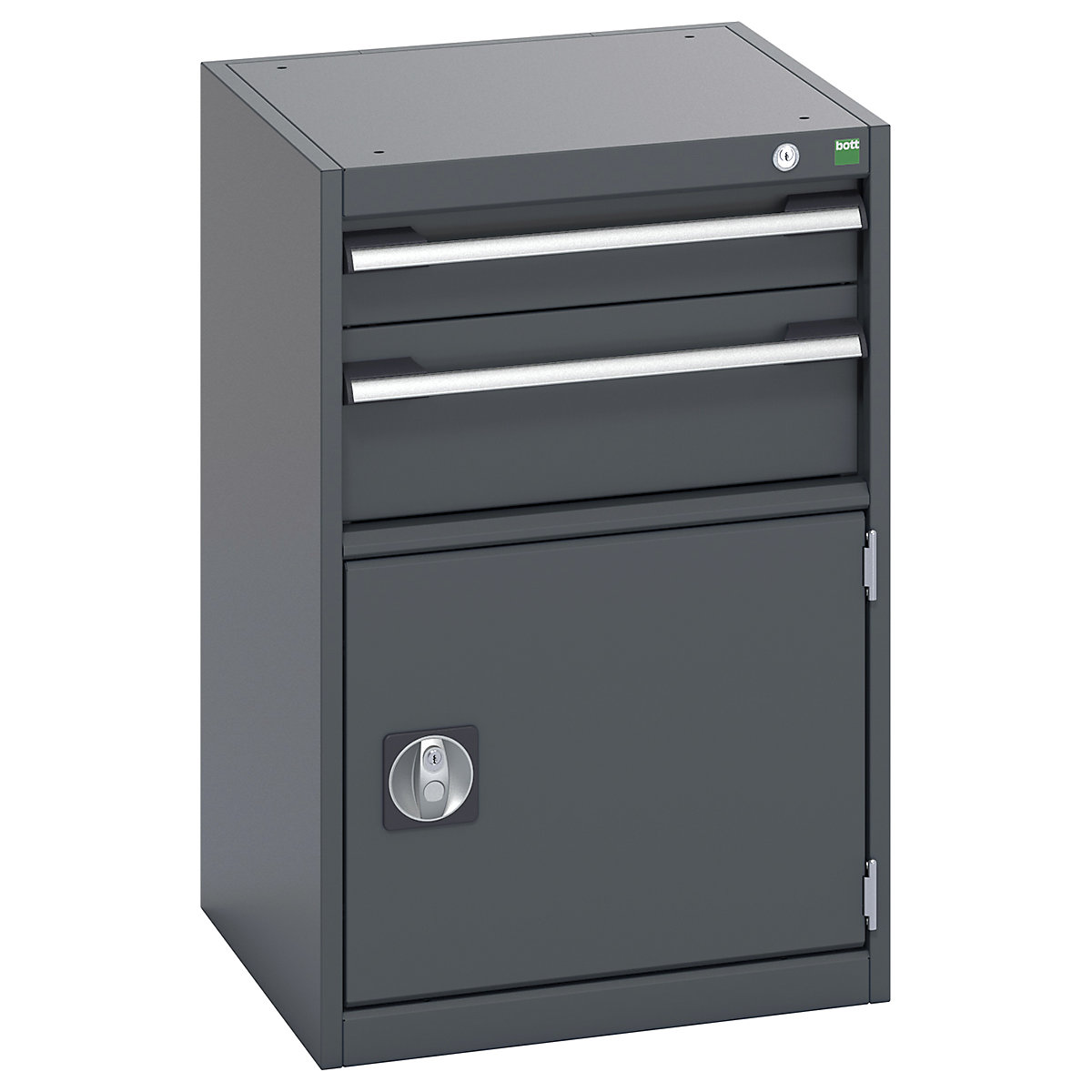 Bott Cubio Cabinets | 525mm Wide, Bott Cubio Cabinets | 525mm Wide, Bott Cubio Cabinet | 1 Door & 2 Drawers | 800h x 525w x 525d mm | Dark Grey Doors | Dark Grey Housing-0