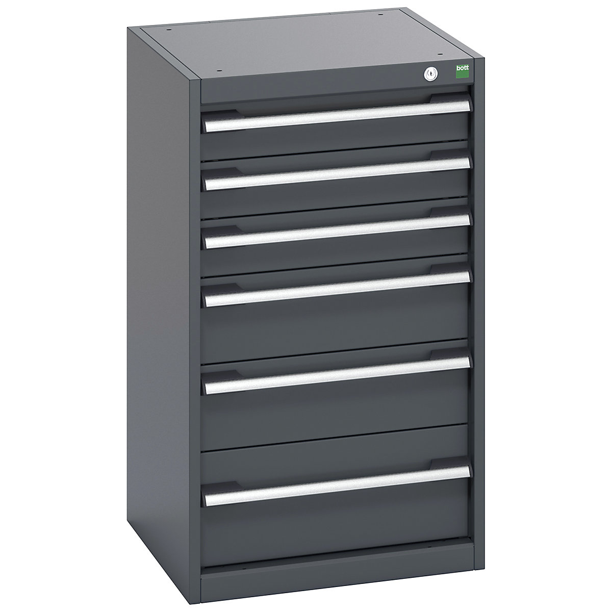 Bott Cubio Cabinets | 525mm Wide, Bott Cubio Cabinets | 525mm Wide, Bott Cubio Cabinet | 6 Drawers | 900h x 525w x 525d mm | Dark Grey Doors | Dark Grey Housing-0
