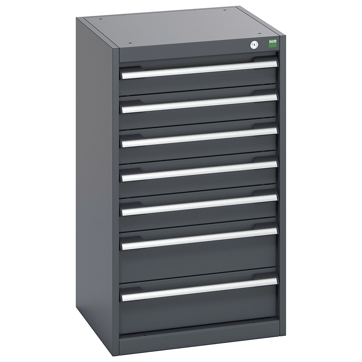 Bott Cubio Cabinets | 525mm Wide, Bott Cubio Cabinets | 525mm Wide, Bott Cubio Cabinet | 7 Drawers | 900h x 525w x 525d mm | Dark Grey Doors | Dark Grey Housing-0