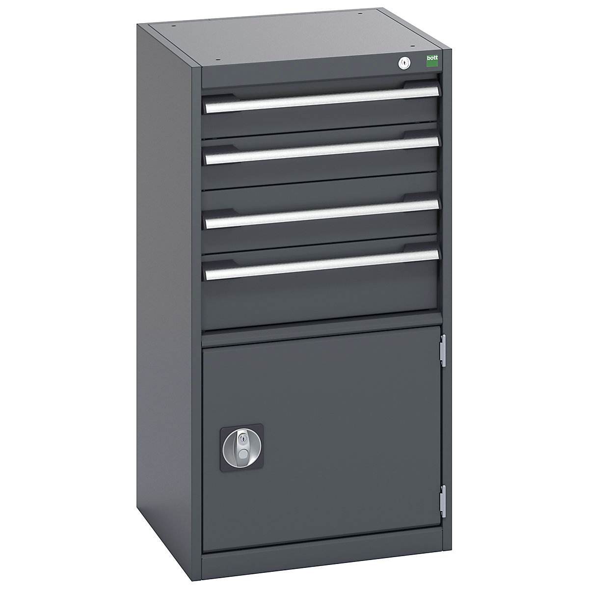 Bott Cubio Cabinets | 525mm Wide, Bott Cubio Cabinets | 525mm Wide, Bott Cubio Cabinet | 1 Door & 4 Drawers | 1000h x 525w x 525d mm | Dark Grey Doors | Dark Grey Housing-0