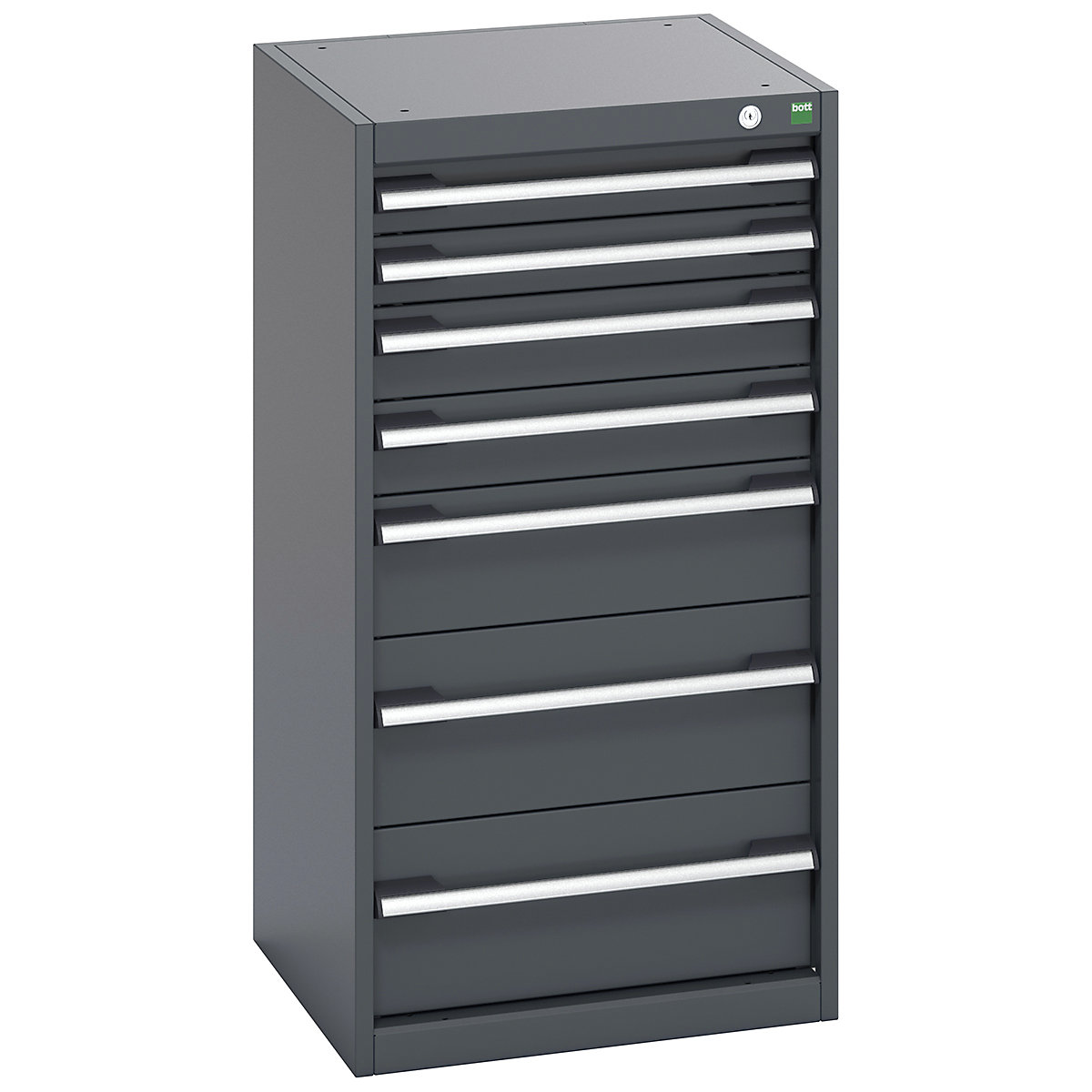 Bott Cubio Cabinets | 525mm Wide, Bott Cubio Cabinets | 525mm Wide, Bott Cubio Cabinet | 7 Drawers | 1000h x 525w x 525d mm | Dark Grey Doors | Dark Grey Housing-0