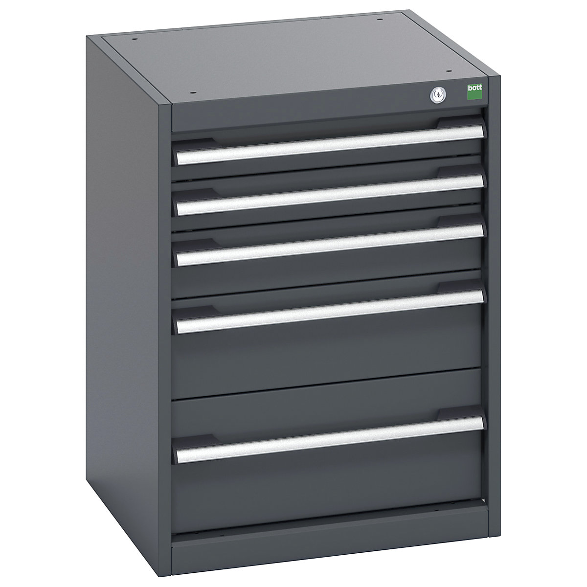 Bott Cubio Cabinets | 525mm Wide, Bott Cubio Cabinets | 525mm Wide, Bott Cubio Cabinet | 5 Drawers | 700h x 525w x 525d mm | Dark Grey Doors | Dark Grey Housing-0