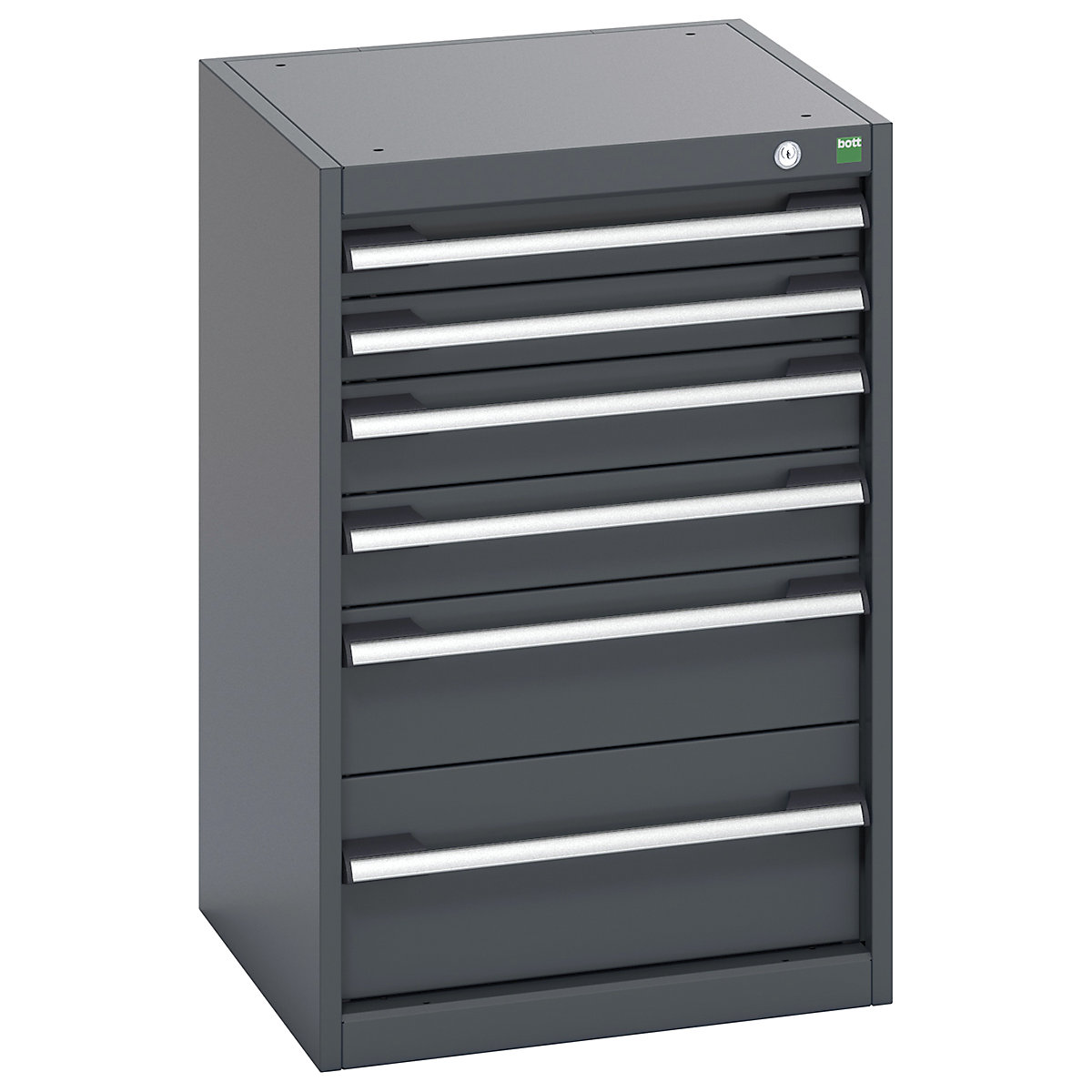 Bott Cubio Cabinets | 525mm Wide, Bott Cubio Cabinets | 525mm Wide, Bott Cubio Cabinet | 6 Drawers | 800h x 525w x 525d mm | Dark Grey Doors | Dark Grey Housing-0