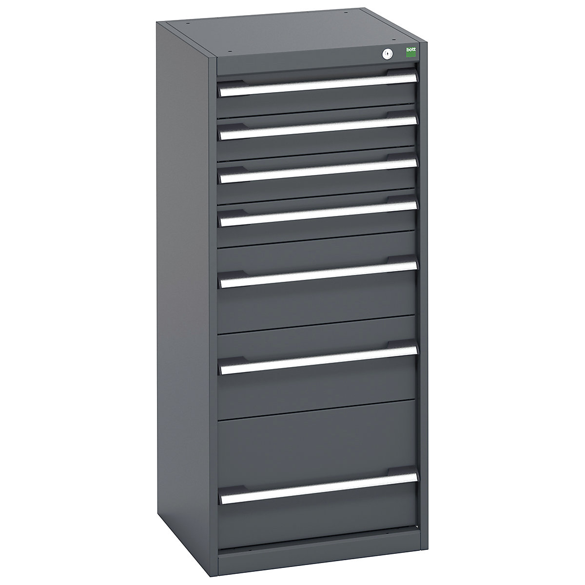 Bott Cubio Cabinets | 525mm Wide, Bott Cubio Cabinets | 525mm Wide, Bott Cubio Cabinet | 7 Drawers | 1200h x 525w x 525d mm | Dark Grey Doors | Dark Grey Housing-0
