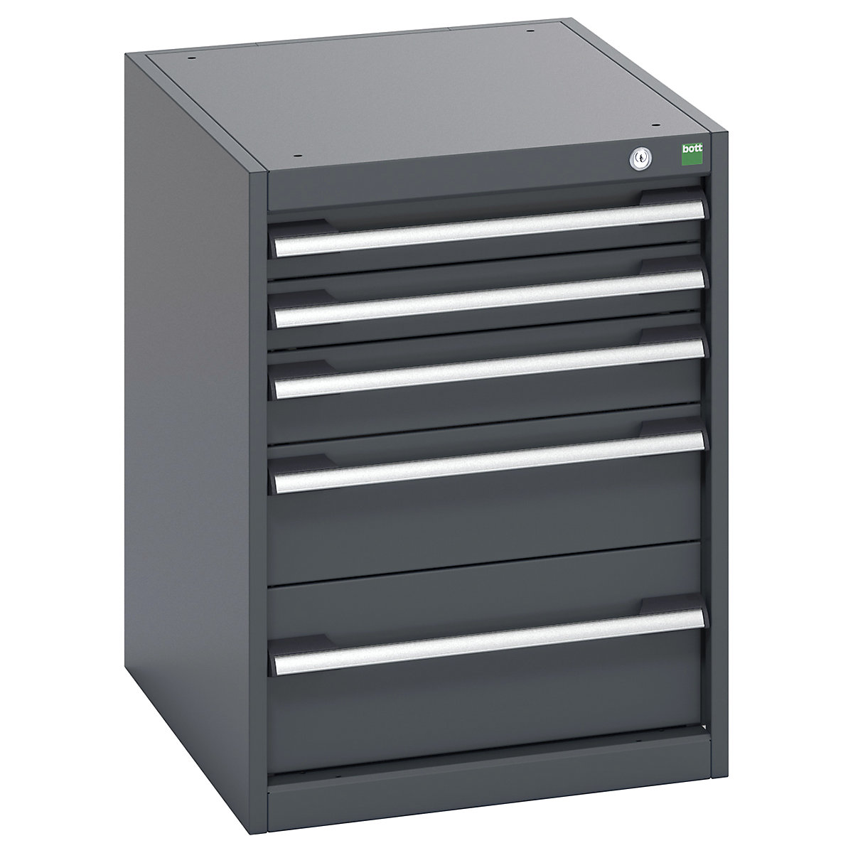 Bott Cubio Cabinets | 525mm Wide, Bott Cubio Cabinets | 525mm Wide, Bott Cubio Cabinet | 5 Drawers | 700h x 525w x 650d mm | Dark Grey Doors | Dark Grey Housing-0