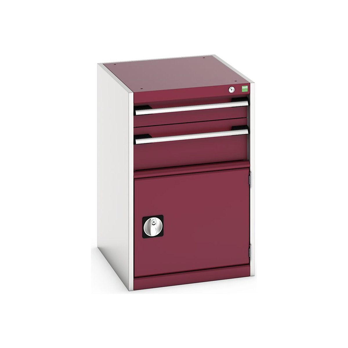 Bott Cubio Cabinets | 525mm Wide, Bott Cubio Cabinets | 525mm Wide, Bott Cubio Cabinet | 1 Door & 2 Drawers | 800h x 525w x 650d mm | Red-0