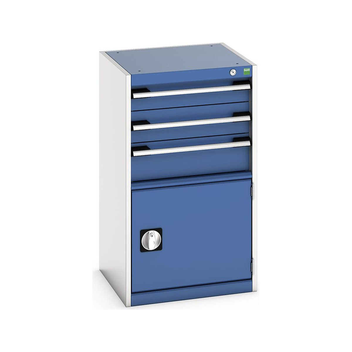 Bott Cubio Cabinets | 525mm Wide, Bott Cubio Cabinets | 525mm Wide, Bott Cubio Cabinet | 1 Door & 3 Drawers | 900h x 525w x 525d mm | Blue-0