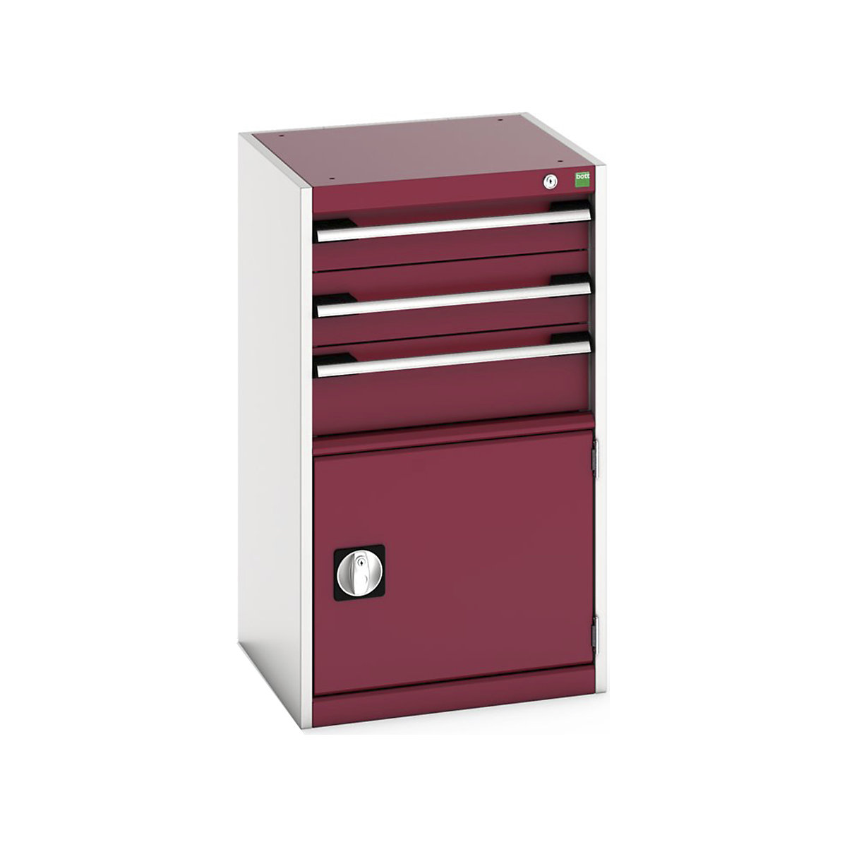 Bott Cubio Cabinets | 525mm Wide, Bott Cubio Cabinets | 525mm Wide, Bott Cubio Cabinet | 1 Door & 3 Drawers | 900h x 525w x 525d mm | Red-0