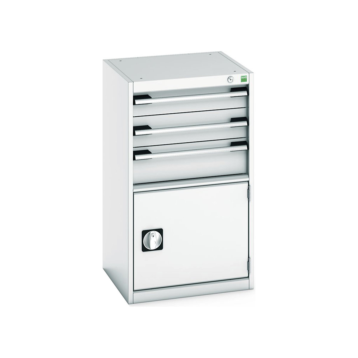 Bott Cubio Cabinets | 525mm Wide, Bott Cubio Cabinets | 525mm Wide, Bott Cubio Cabinet | 1 Door & 3 Drawers | 900h x 525w x 525d mm | Light Grey-0