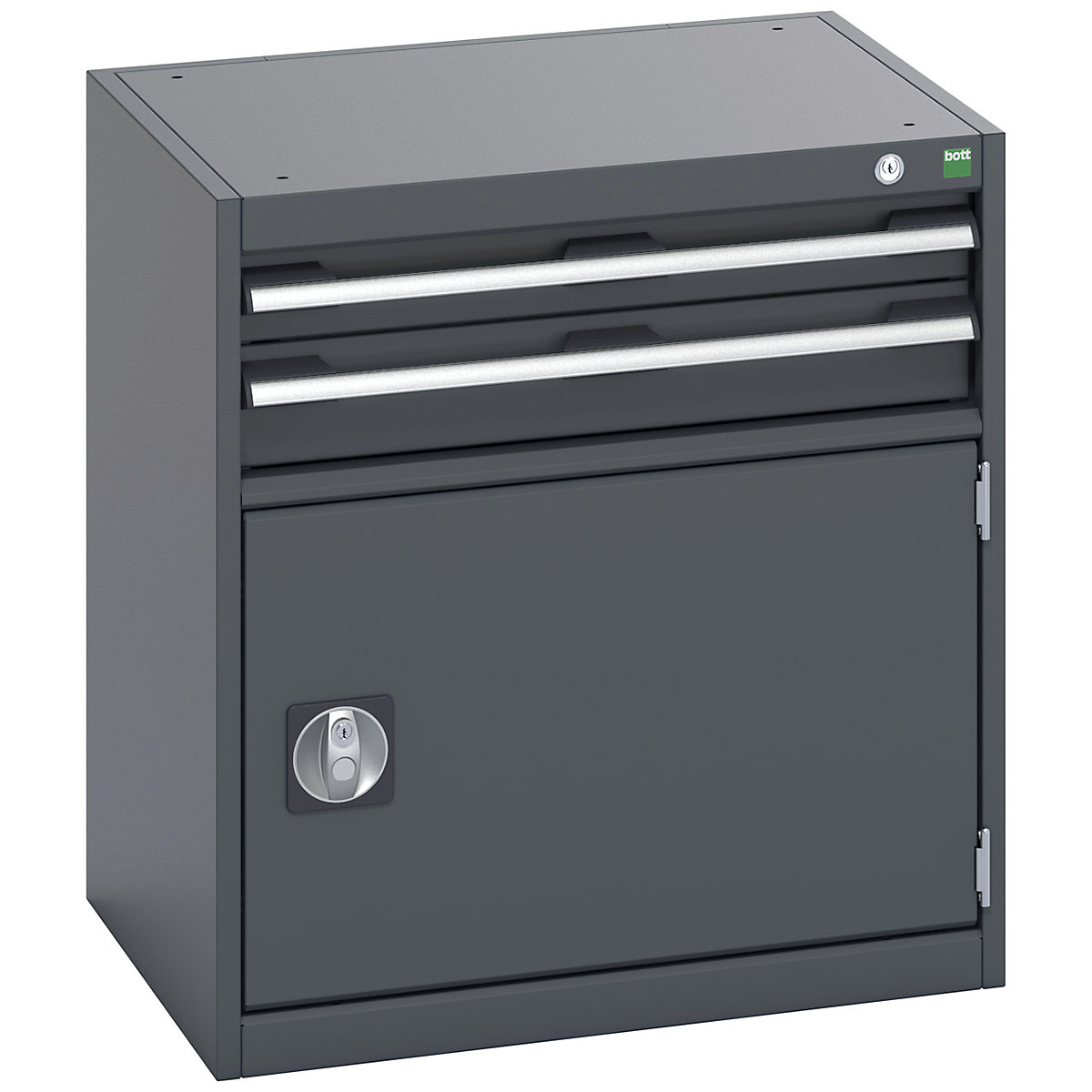 Bott Cubio Cabinets | 650mm Wide, Bott Cubio Cabinets | 650mm Wide, Bott Cubio Cabinet | 1 Door & 2 Drawers | 700h x 650w x 525d mm | Dark Grey Doors | Dark Grey Housing-0