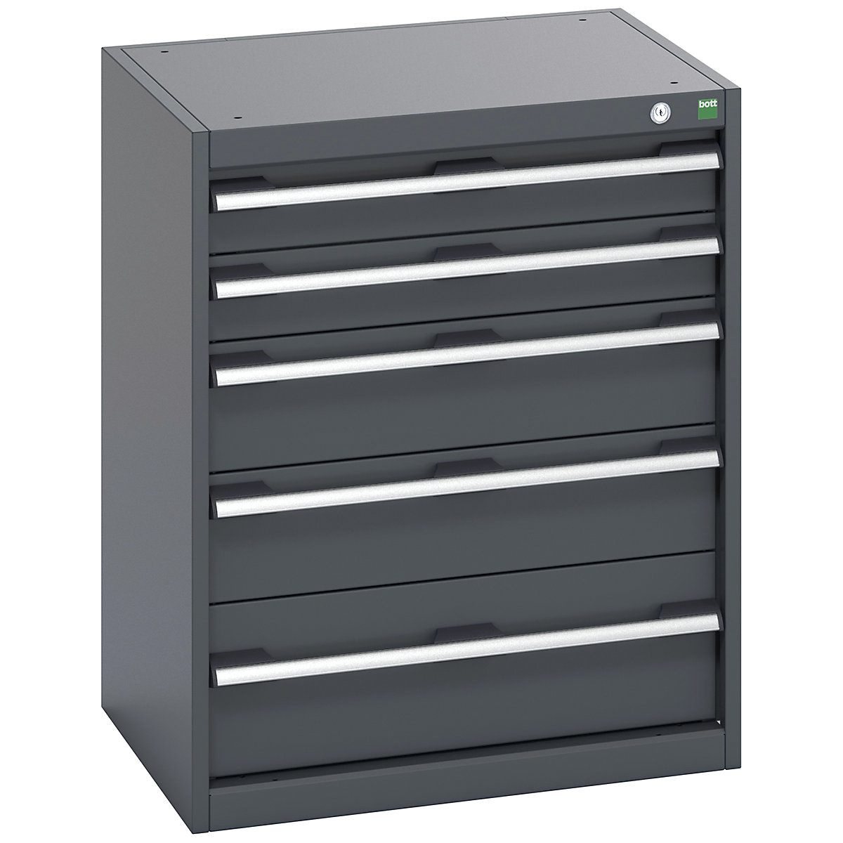 Bott Cubio Cabinets | 650mm Wide, Bott Cubio Cabinets | 650mm Wide, Bott Cubio Cabinet | 5 Drawers | 800h x 650w x 525d mm | Dark Grey Doors | Dark Grey Housing-0