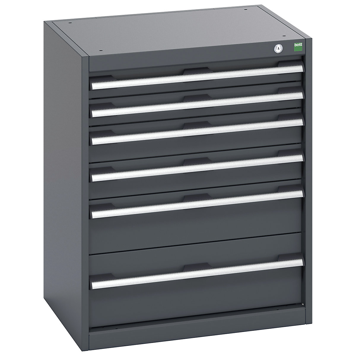 Bott Cubio Cabinets | 650mm Wide, Bott Cubio Cabinets | 650mm Wide, Bott Cubio Cabinet | 6 Drawers | 800h x 650w x 525d mm | Dark Grey Doors | Dark Grey Housing-0