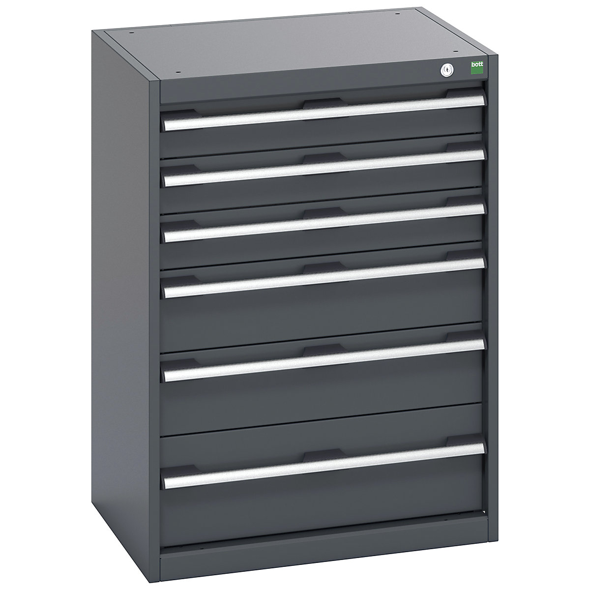 Bott Cubio Cabinets | 650mm Wide, Bott Cubio Cabinets | 650mm Wide, Bott Cubio Cabinet | 6 Drawers | 900h x 650w x 525d mm | Dark Grey Doors | Dark Grey Housing-0