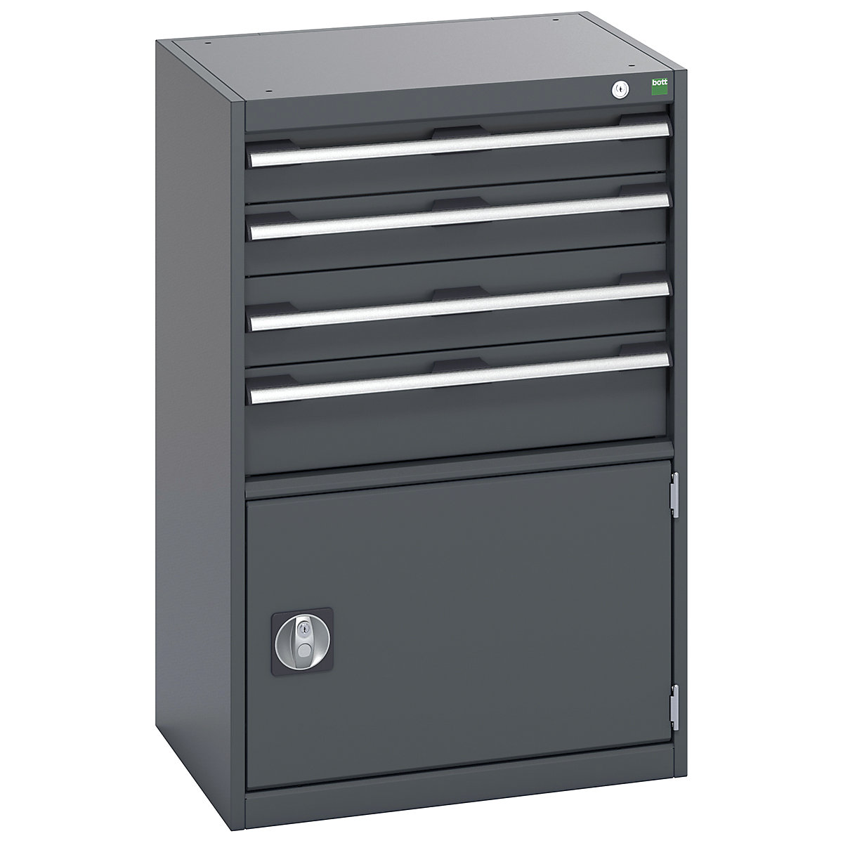 Bott Cubio Cabinets | 650mm Wide, Bott Cubio Cabinets | 650mm Wide, Bott Cubio Cabinet | 1 Door & 4 Drawers | 1000h x 650w x 525d mm | Dark Grey Doors | Dark Grey Housing-0