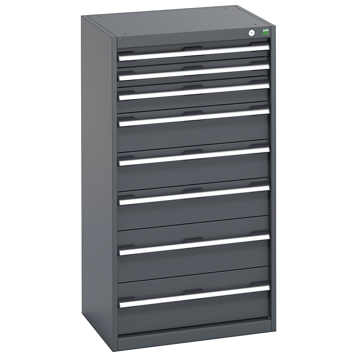 Bott Cubio Cabinets | 650mm Wide, Bott Cubio Cabinets | 650mm Wide, Bott Cubio Cabinet | 8 Drawers | 1200h x 650w x 525d mm | Dark Grey Doors | Dark Grey Housing-0