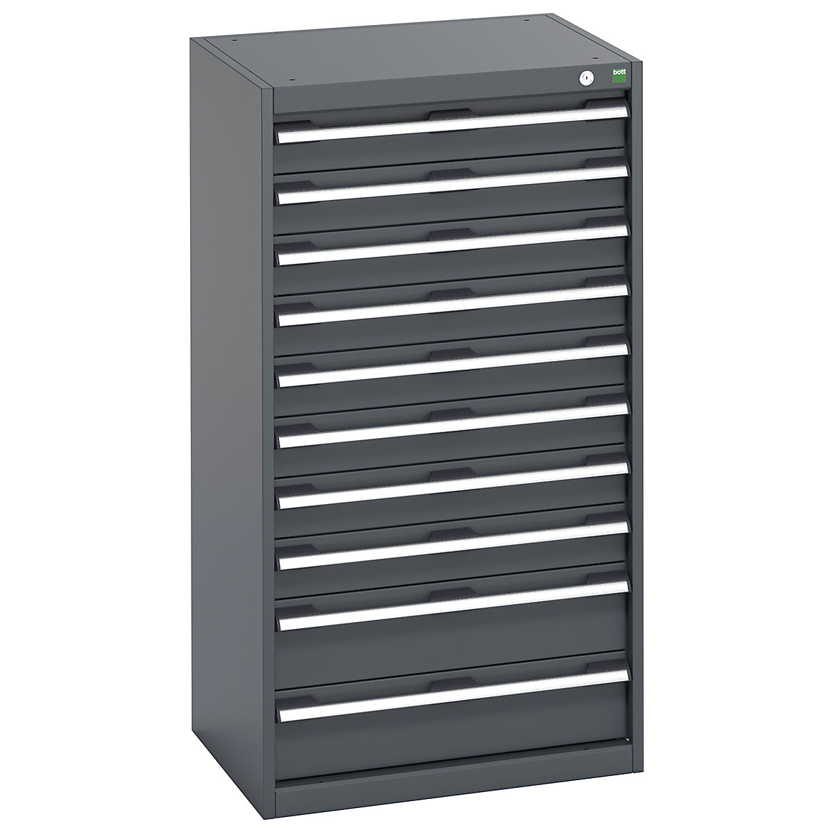 Bott Cubio Cabinets | 650mm Wide, Bott Cubio Cabinets | 650mm Wide, Bott Cubio Cabinet | 10 Drawers | 1200h x 650w x 525d mm | Dark Grey Doors | Dark Grey Housing-0
