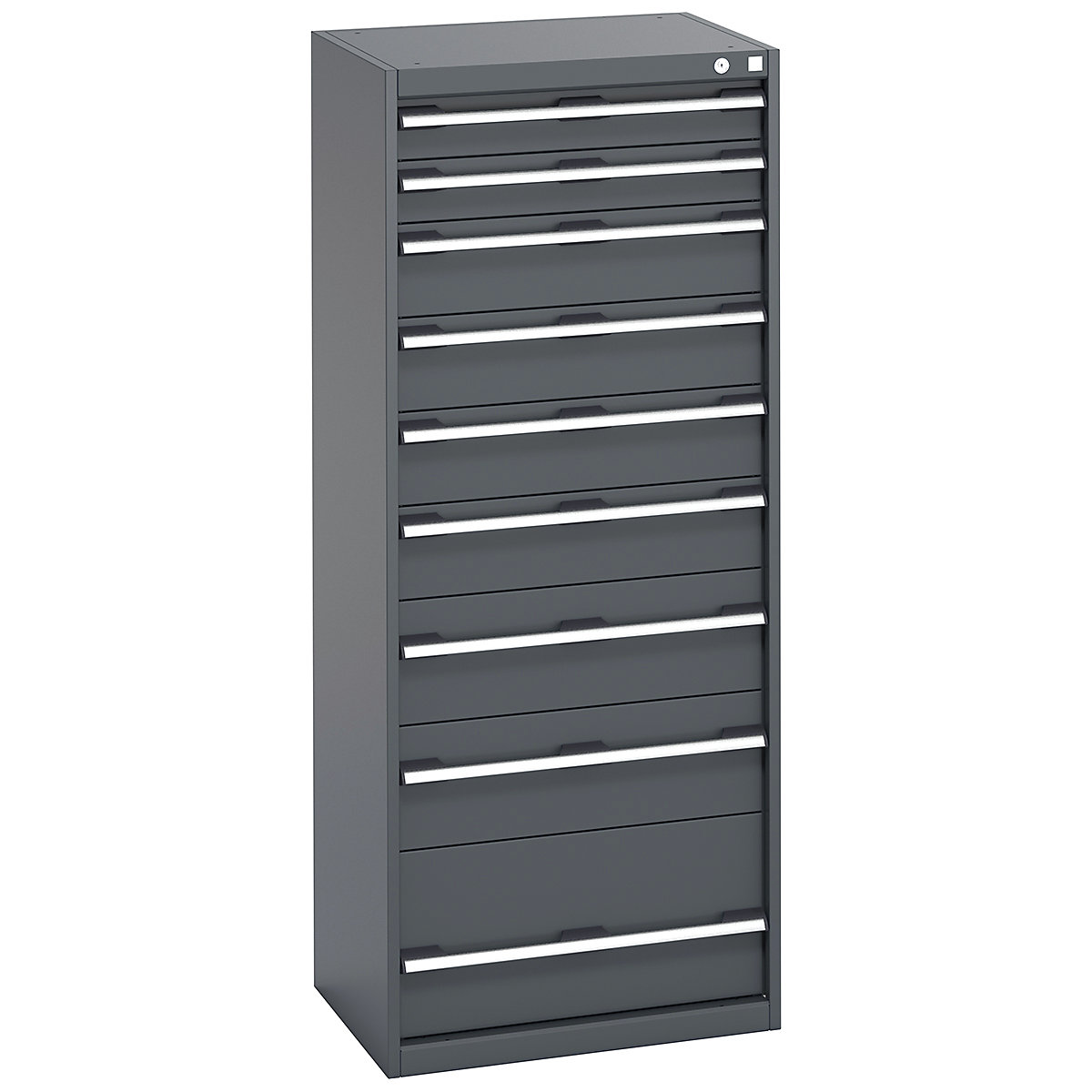 Bott Cubio Cabinets | 650mm Wide, Bott Cubio Cabinets | 650mm Wide, Bott Cubio Cabinet | 9 Drawers | 1600h x 650w x 525d mm | Dark Grey Doors | Dark Grey Housing-0