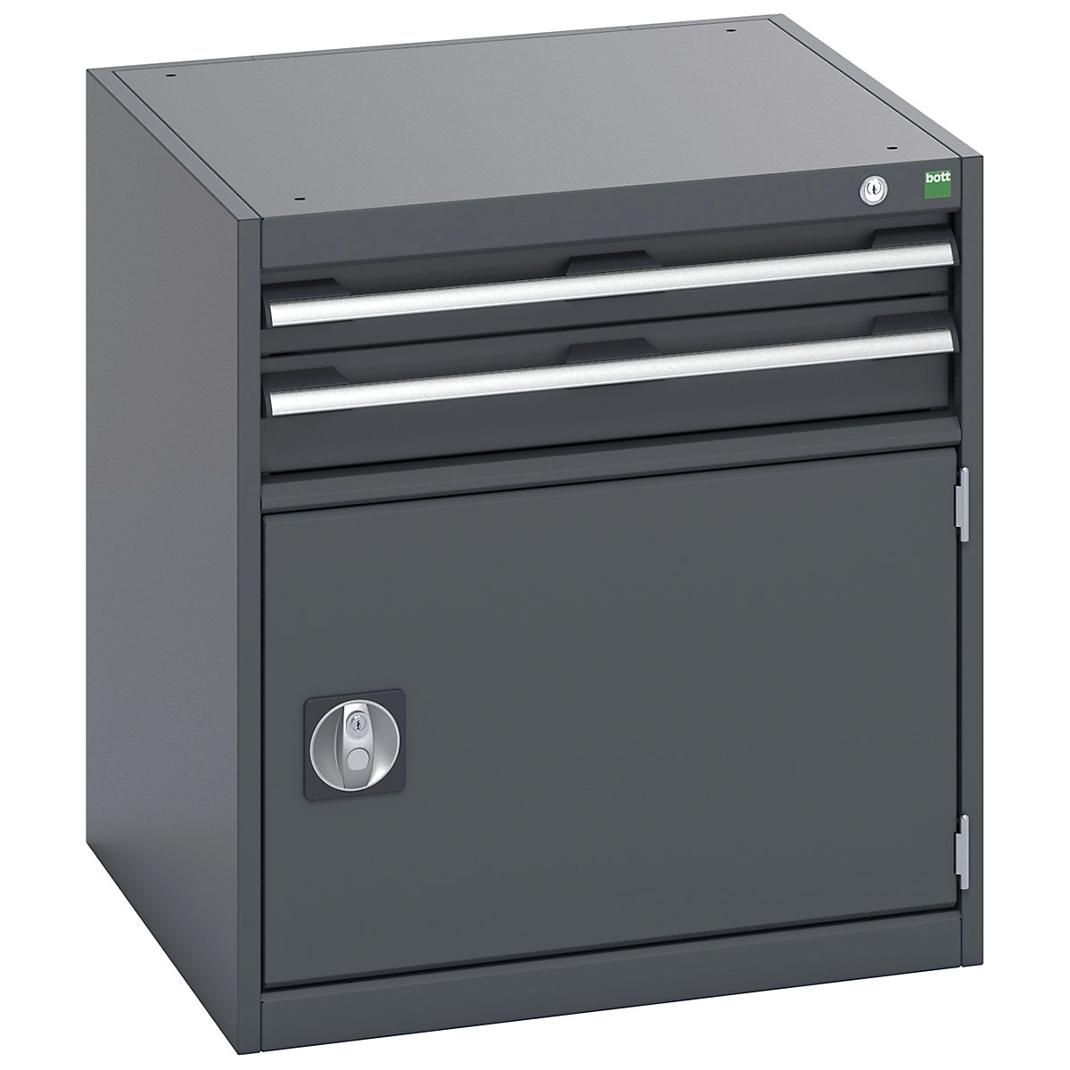 Bott Cubio Cabinets | 650mm Wide, Bott Cubio Cabinets | 650mm Wide, Bott Cubio Cabinet | 1 Door & 2 Drawers | 700h x 650w x 650d mm | Dark Grey Doors | Dark Grey Housing-0
