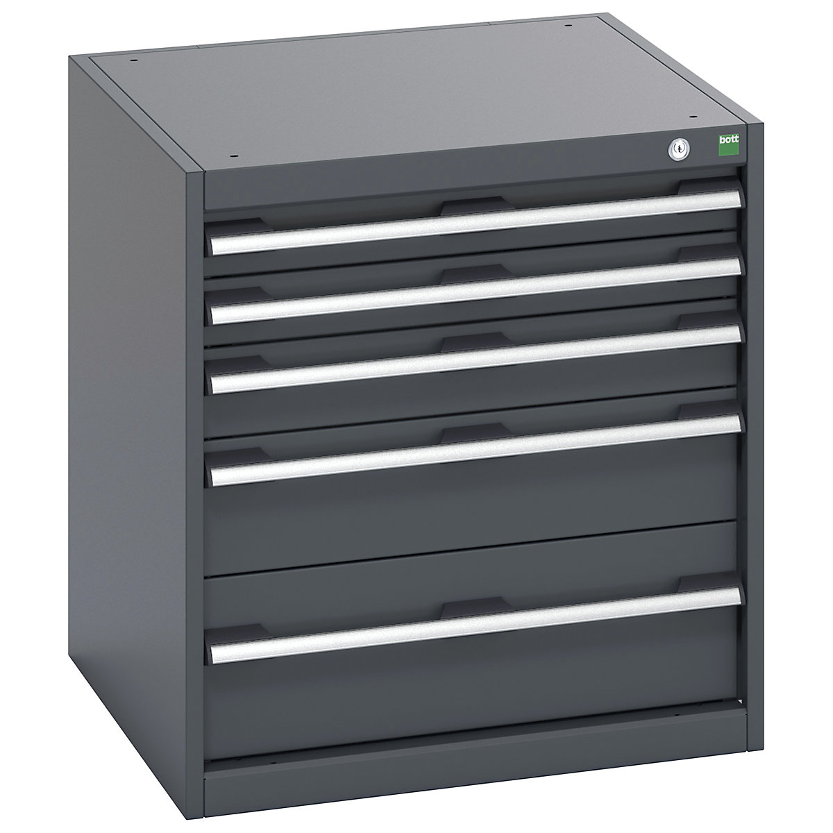 Bott Cubio Cabinets | 650mm Wide, Bott Cubio Cabinets | 650mm Wide, Bott Cubio Cabinet | 5 Drawers | 700h x 650w x 650d mm | Dark Grey Doors | Dark Grey Housing-0