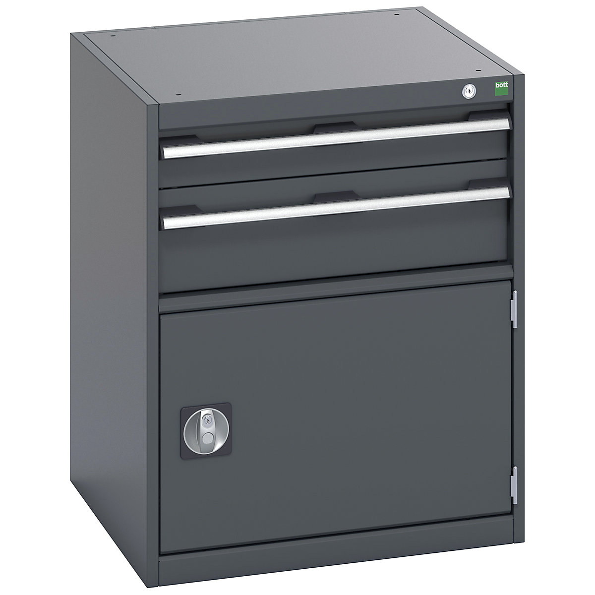 Bott Cubio Cabinets | 650mm Wide, Bott Cubio Cabinets | 650mm Wide, Bott Cubio Cabinet | 1 Door & 2 Drawers | 800h x 650w x 650d mm | Dark Grey Doors | Dark Grey Housing-0