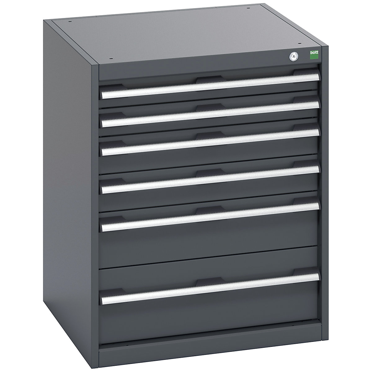 Bott Cubio Cabinets | 650mm Wide, Bott Cubio Cabinets | 650mm Wide, Bott Cubio Cabinet | 6 Drawers | 800h x 650w x 650d mm | Dark Grey Doors | Dark Grey Housing-0