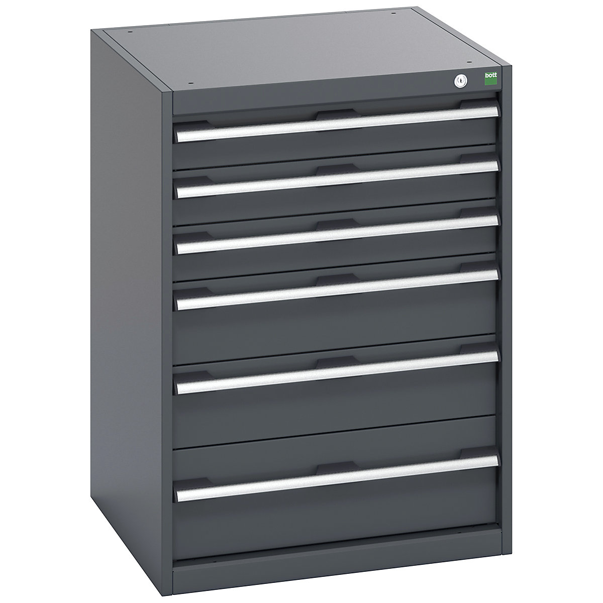 Bott Cubio Cabinets | 650mm Wide, Bott Cubio Cabinets | 650mm Wide, Bott Cubio Cabinet | 6 Drawers | 900h x 650w x 650d mm | Dark Grey Doors | Dark Grey Housing-0