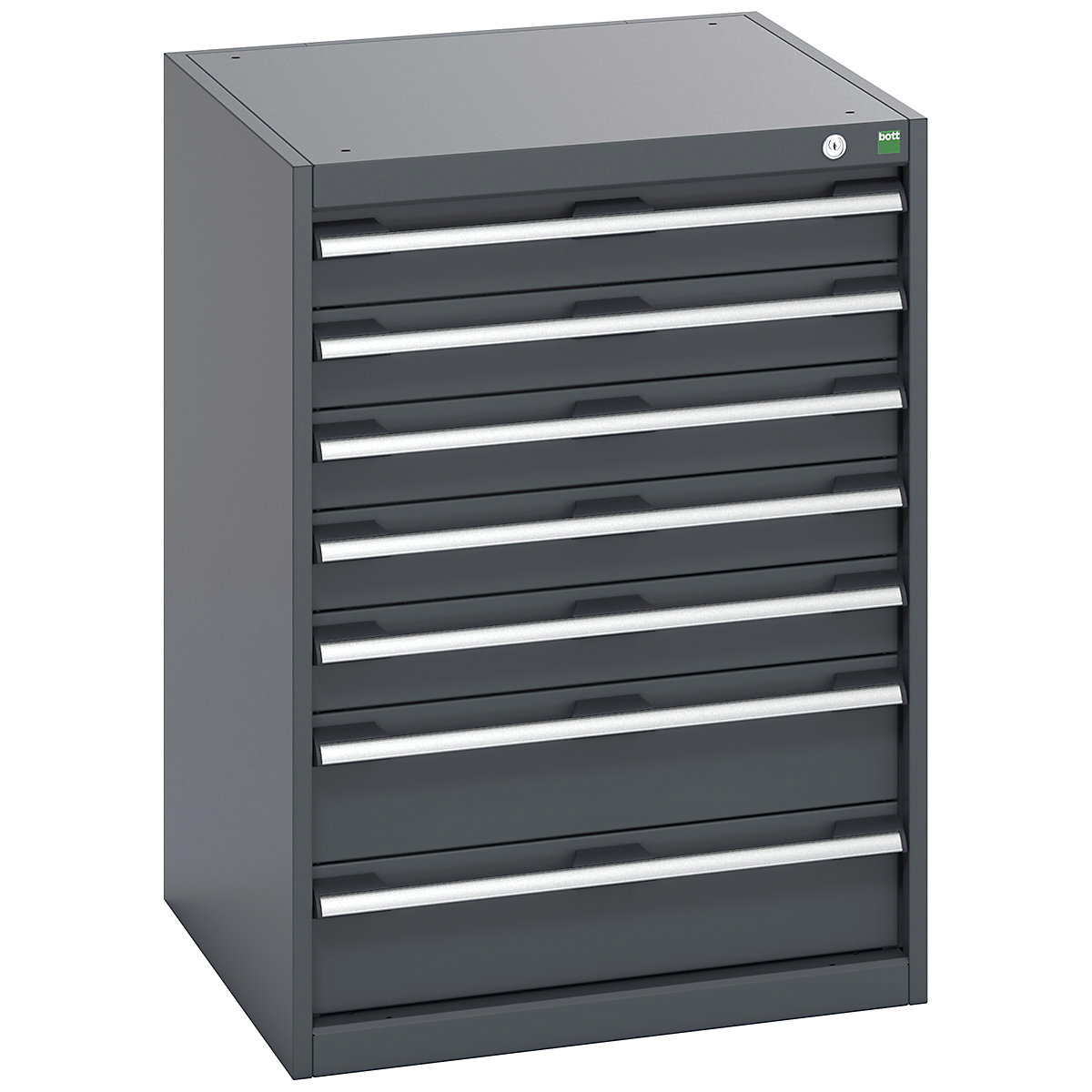 Bott Cubio Cabinets | 650mm Wide, Bott Cubio Cabinets | 650mm Wide, Bott Cubio Cabinet | 7 Drawers | 900h x 650w x 650d mm | Dark Grey Doors | Dark Grey Housing-0