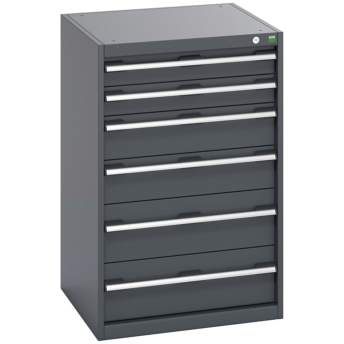 Bott Cubio Cabinets | 650mm Wide, Bott Cubio Cabinets | 650mm Wide, Bott Cubio Cabinet | 6 Drawers | 1000h x 650w x 650d mm | Dark Grey Doors | Dark Grey Housing-0