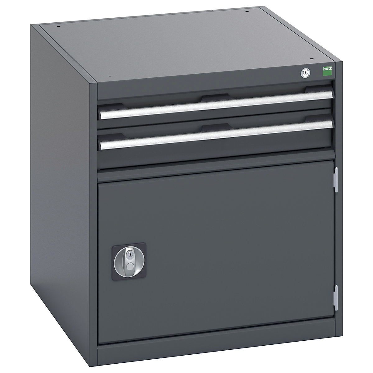 Bott Cubio Cabinets | 650mm Wide, Bott Cubio Cabinets | 650mm Wide, Bott Cubio Cabinet | 1 Door & 2 Drawers | 700h x 650w x 750d mm | Dark Grey Doors | Dark Grey Housing-0
