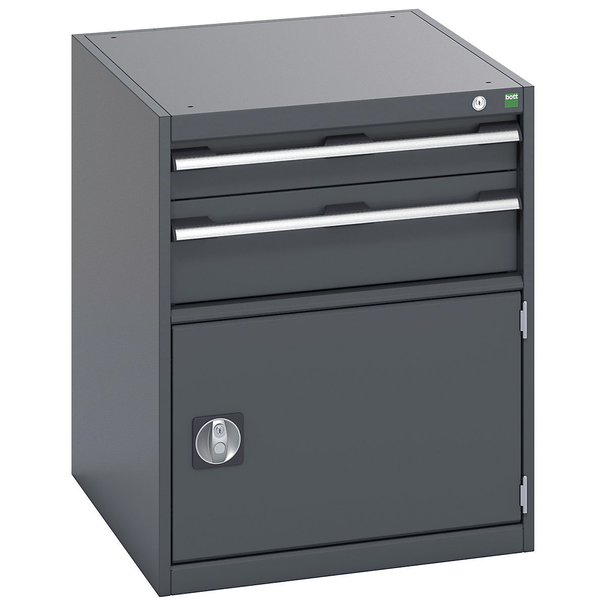 Bott Cubio Cabinets | 650mm Wide, Bott Cubio Cabinets | 650mm Wide, Bott Cubio Cabinet | 1 Door & 2 Drawers | 800h x 650w x 750d mm | Dark Grey Doors | Dark Grey Housing-0