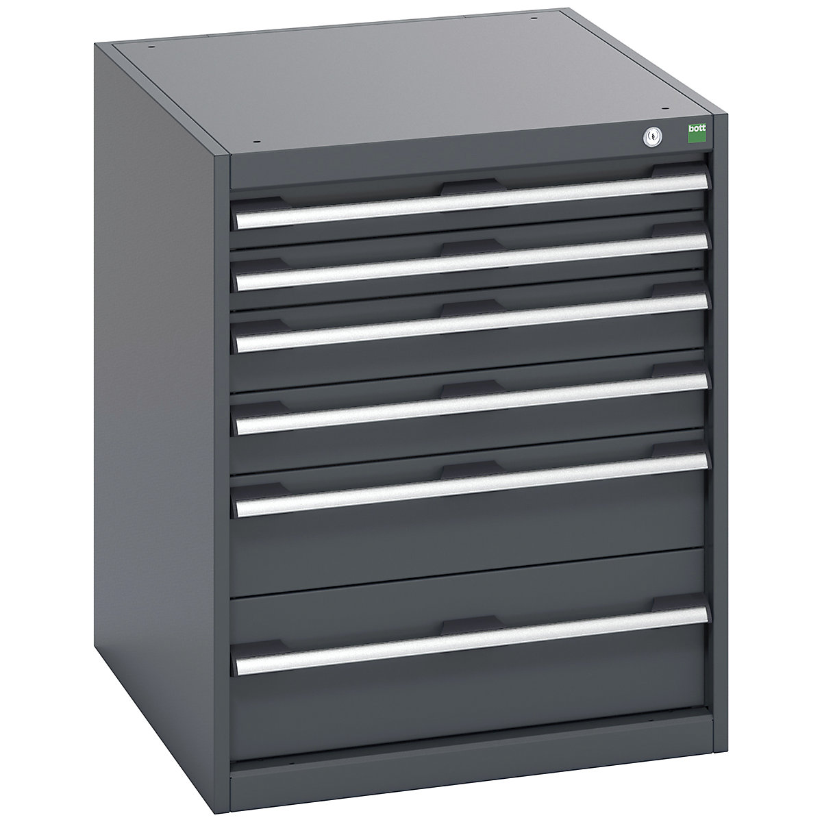 Bott Cubio Cabinets | 650mm Wide, Bott Cubio Cabinets | 650mm Wide, Bott Cubio Cabinet | 6 Drawers | 800h x 650w x 750d mm | Dark Grey Doors | Dark Grey Housing-0