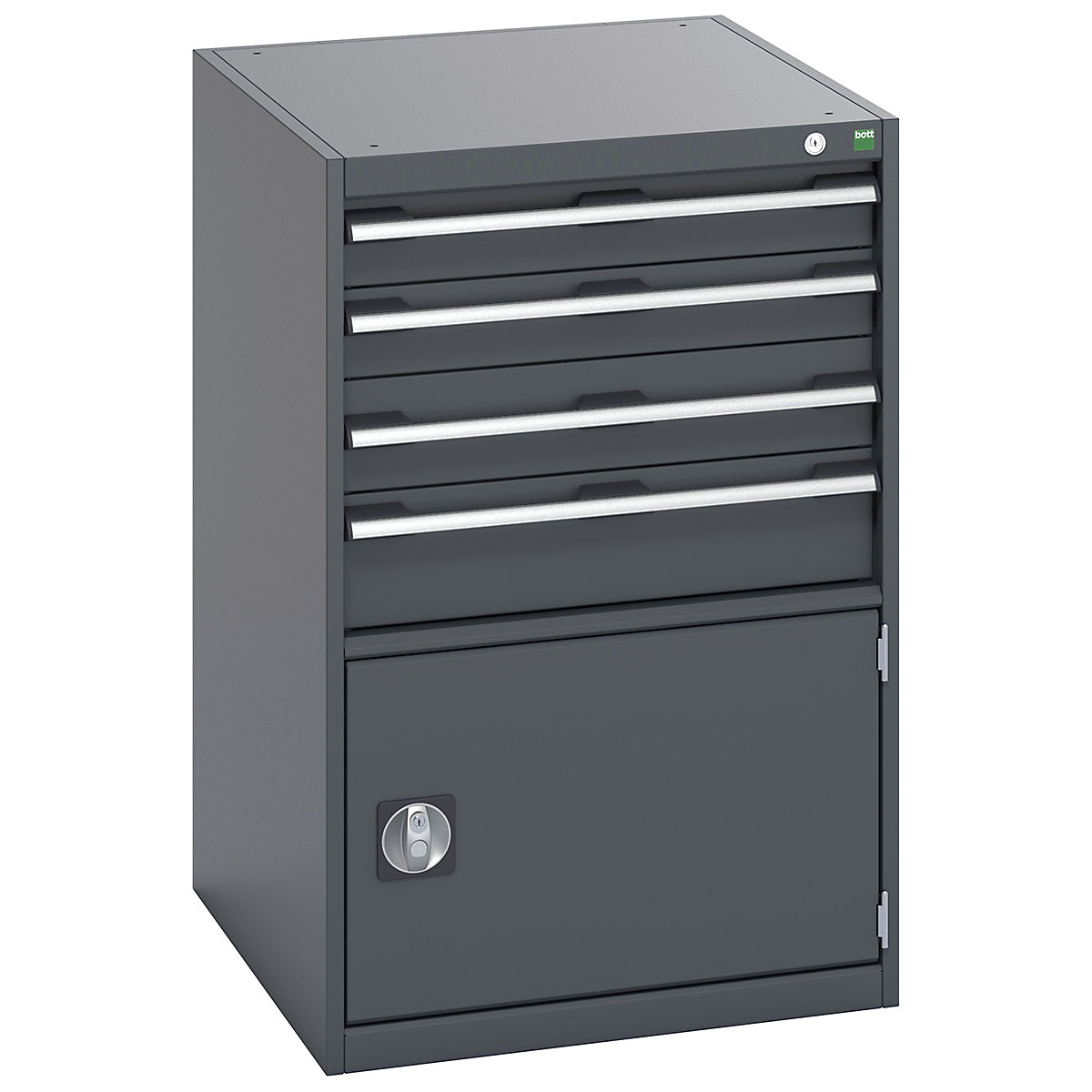 Bott Cubio Cabinets | 650mm Wide, Bott Cubio Cabinets | 650mm Wide, Bott Cubio Cabinet | 1 Door & 4 Drawers | 1000h x 650w x 750d mm | Dark Grey Doors | Dark Grey Housing-0