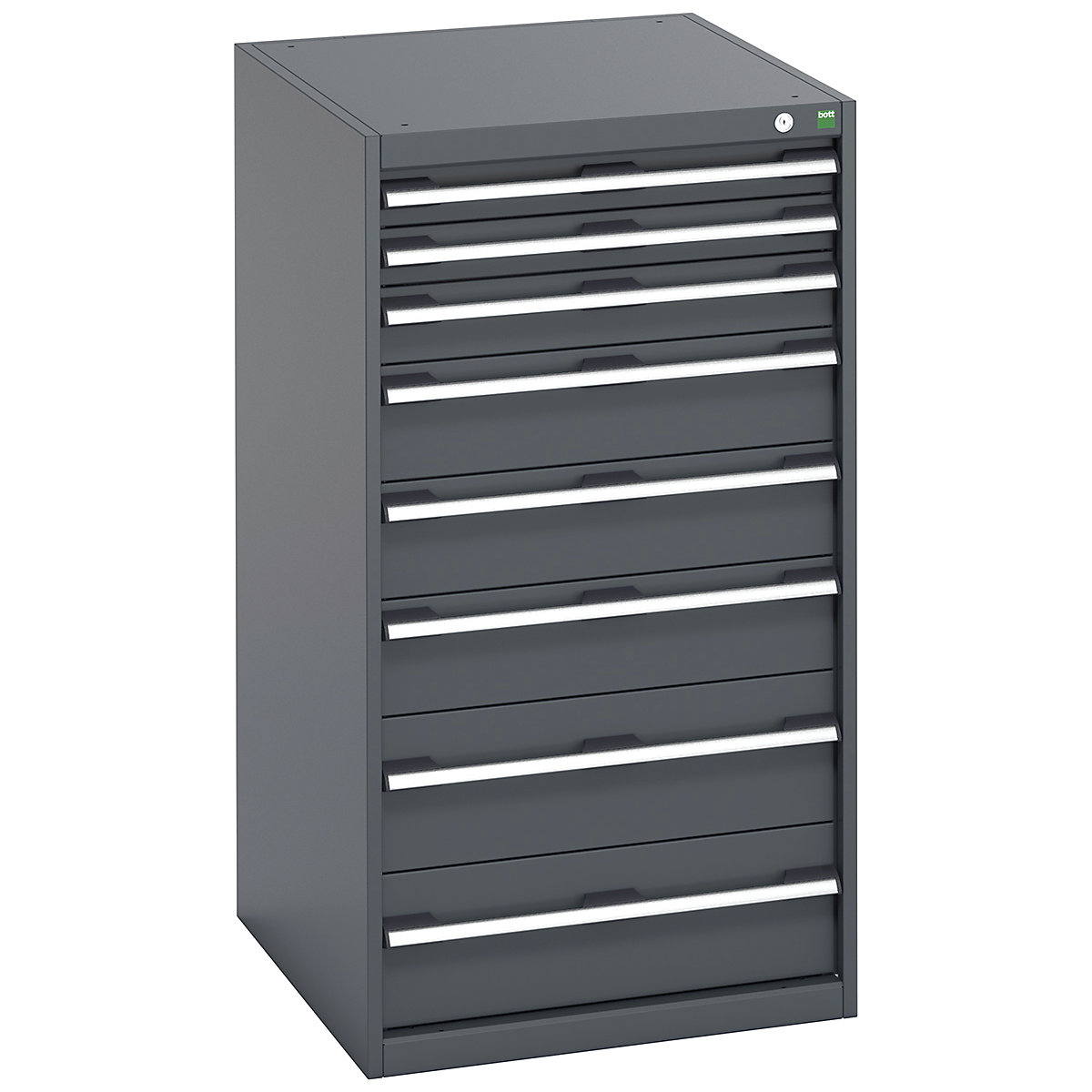 Bott Cubio Cabinets | 650mm Wide, Bott Cubio Cabinets | 650mm Wide, Bott Cubio Cabinet | 8 Drawers | 1200h x 650w x 750d mm | Dark Grey Doors | Dark Grey Housing-0