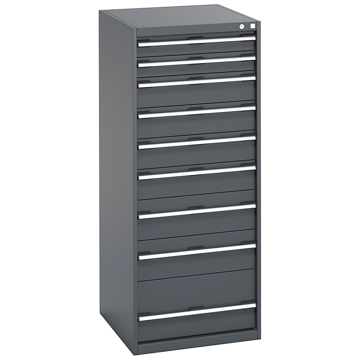 Bott Cubio Cabinets | 650mm Wide, Bott Cubio Cabinets | 650mm Wide, Bott Cubio Cabinet | 9 Drawers | 1600h x 650w x 750d mm | Dark Grey Doors | Dark Grey Housing-0