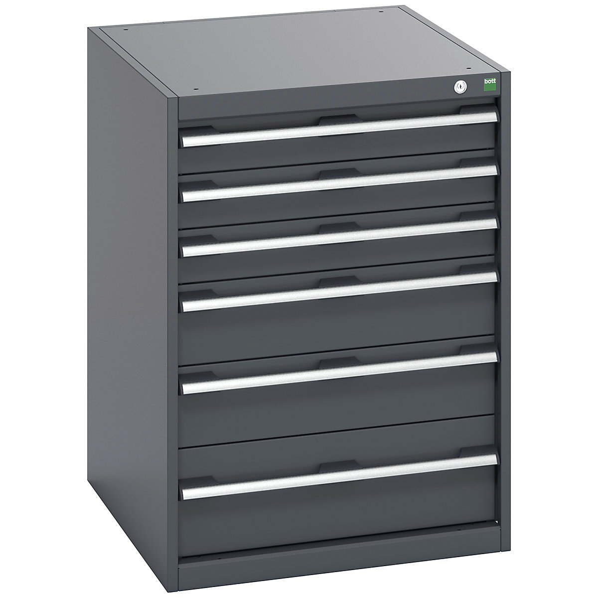 Bott Cubio Cabinets | 650mm Wide, Bott Cubio Cabinets | 650mm Wide, Bott Cubio Cabinet | 6 Drawers | 900h x 650w x 750d mm | Dark Grey Doors | Dark Grey Housing-0