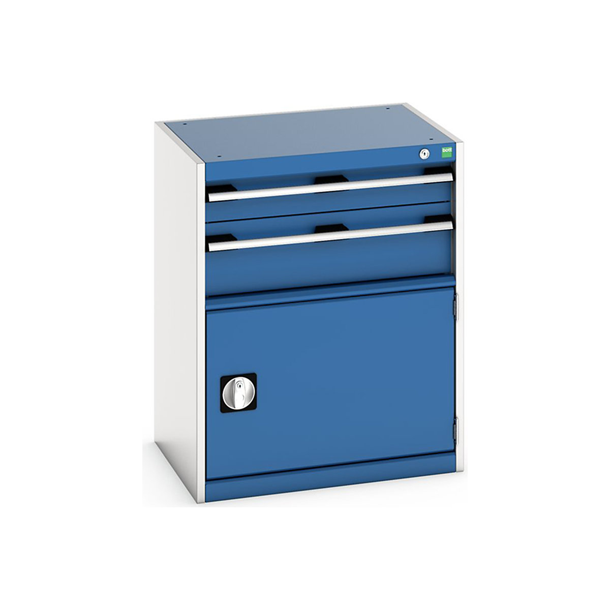 Bott Cubio Cabinets | 650mm Wide, Bott Cubio Cabinets | 650mm Wide, Bott Cubio Cabinet | 1 Door & 2 Drawers | 800h x 650w x 525d mm | Blue-0